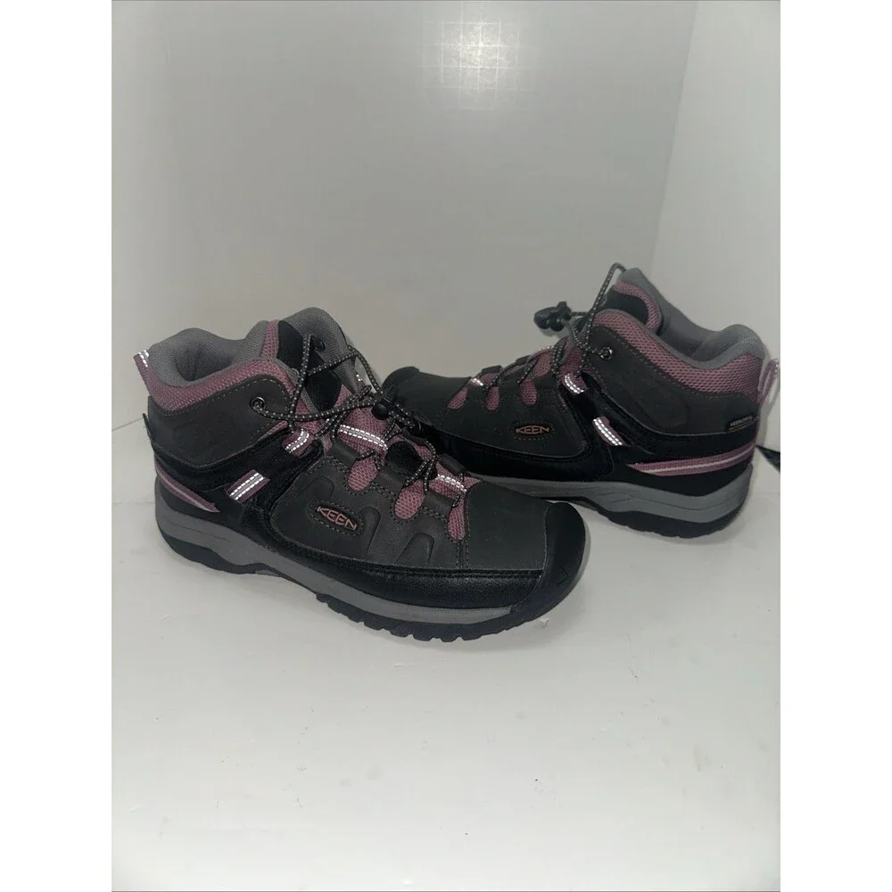 KEEN TARGHEE MID WATERPROOF 1020131 HIKING BOOT YOUTH SIZE 5 RAVEN/TULIPWOOD